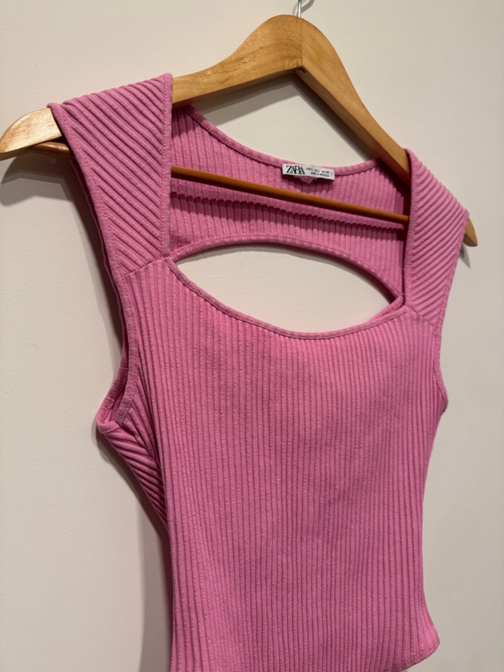 Zara Rose Pink Ribbed Tank with Front Cutout